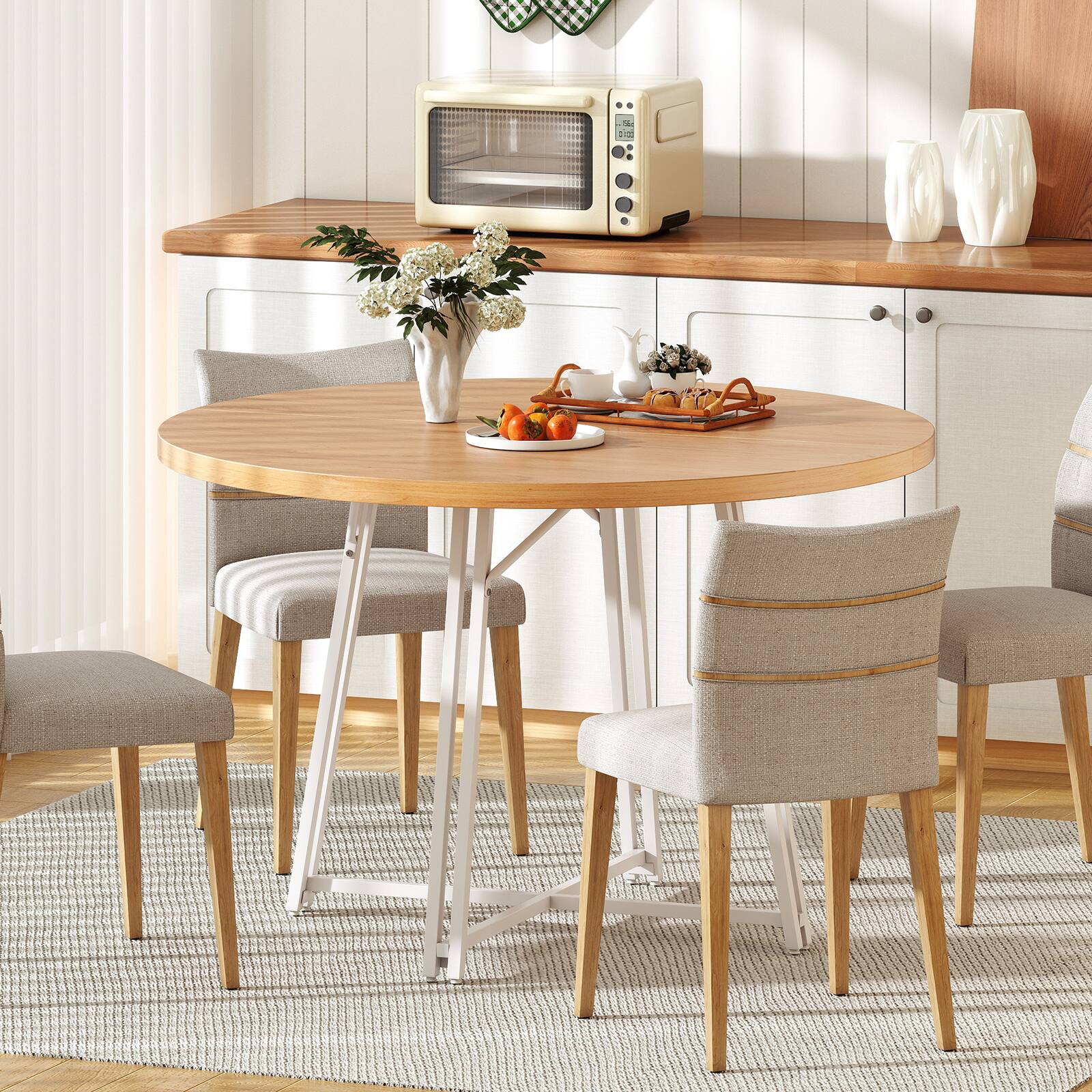 Alt View 6. Gymax - Gymax 47 Inch Dining Table w/8 Metal Supporting Legs & Cross Base for Dining Room - Yellow.