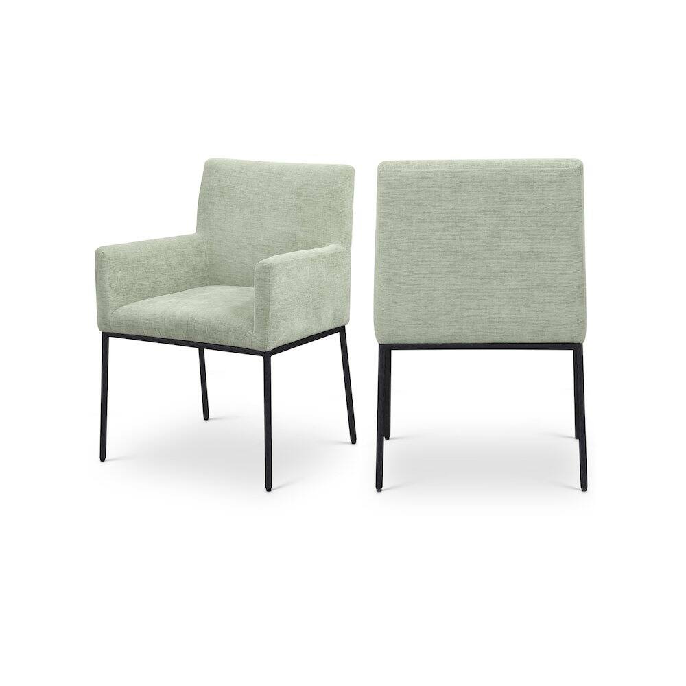 Meridian Furniture - Reeves Mint Chenille Fabric Dining Chair, Set of 2 - Blue