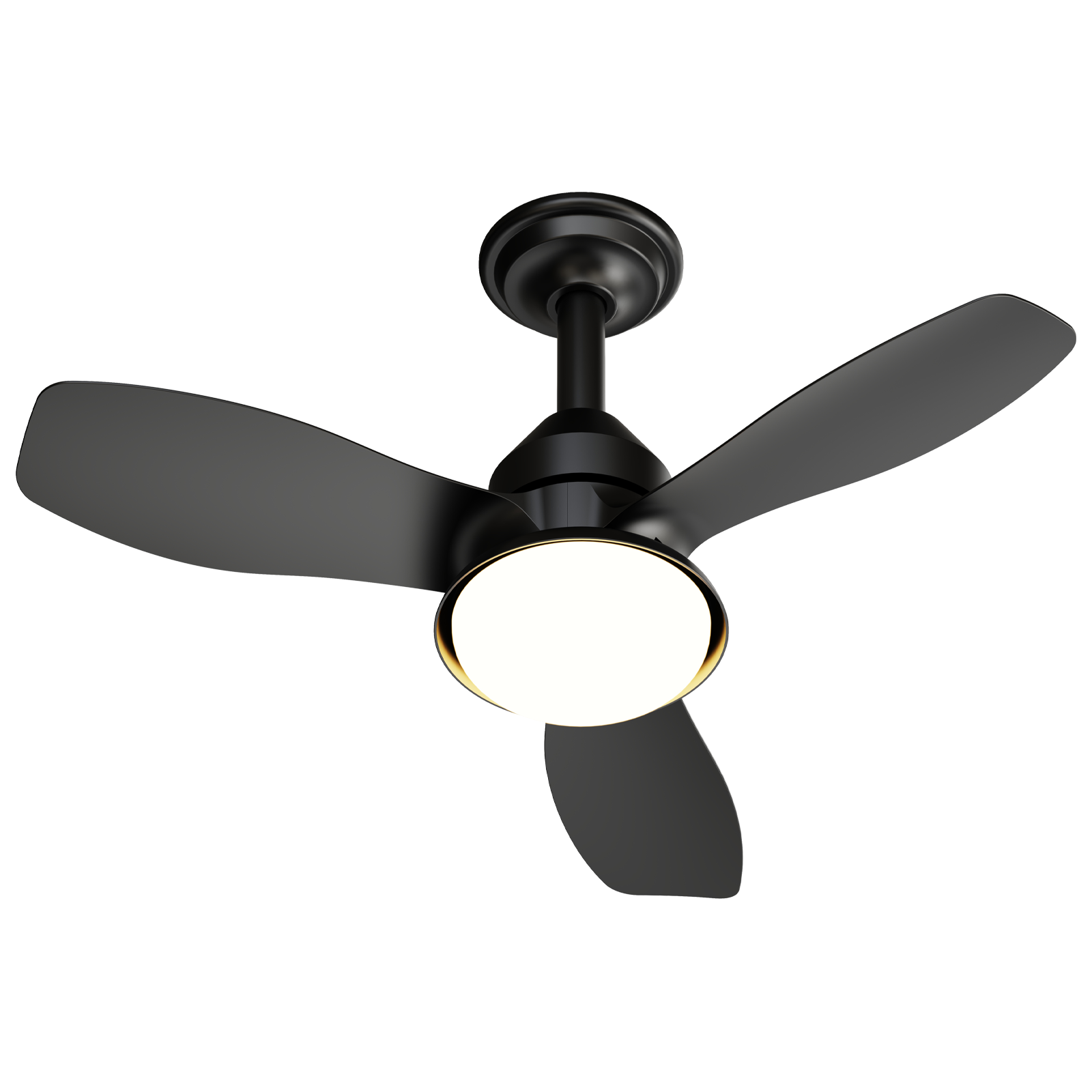 Alt View 5. Loheer - Loheer Ceiling Fan with Light, 24.4 Inch Black Flush Mount Ceiling Fan, Quiet DC Motor, Remote and App.