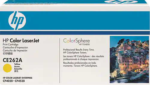 Front. HP - CE262A High-Yield Toner Cartridge - Yellow.