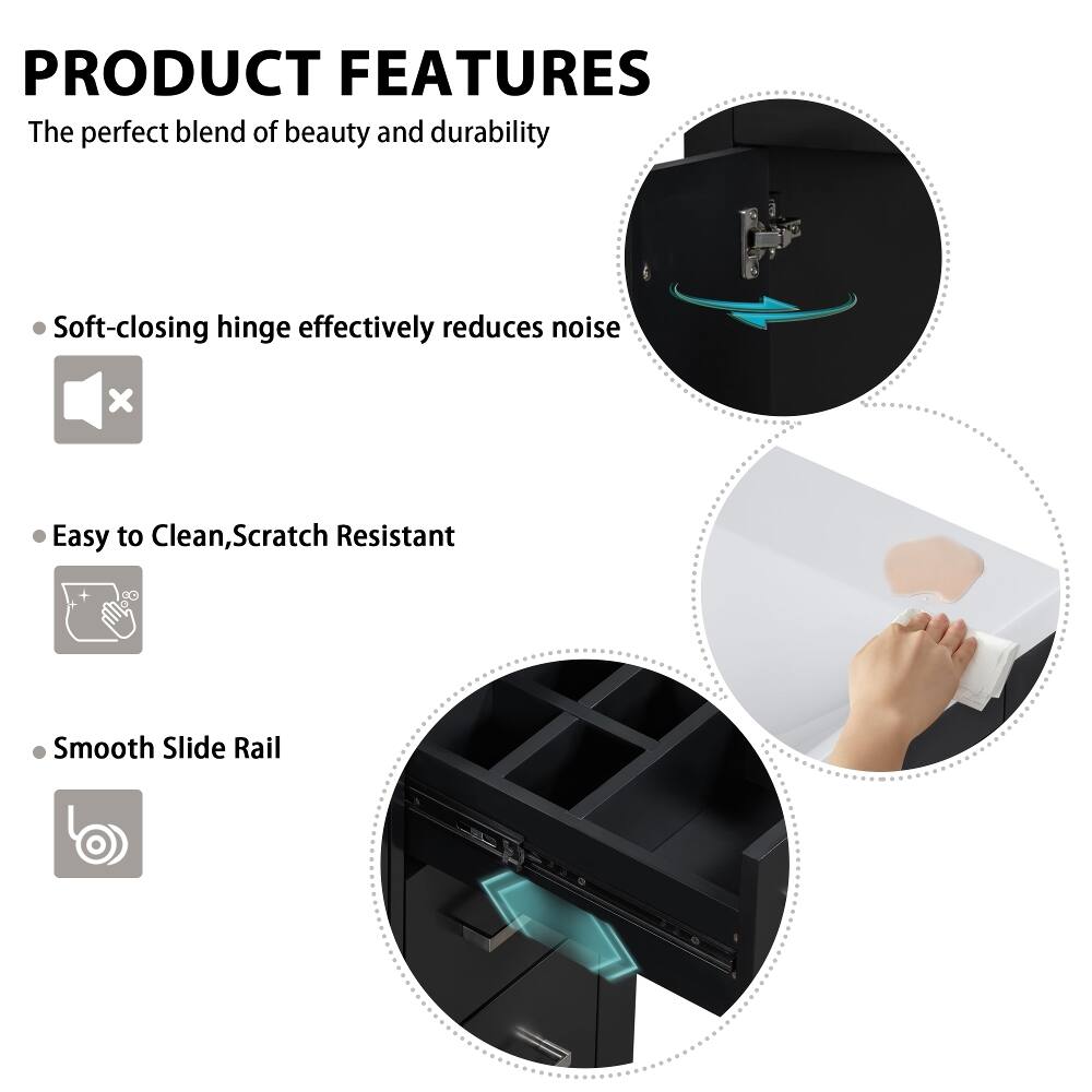 PRODUCT FEATURES  
The perfect blend of beauty and durability  

- Soft-closing hinge effectively reduces noise  
- Easy to Clean, Scratch Resistant  
- Smooth Slide Rail