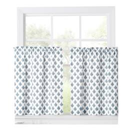Ellis Curtain - Manchester Window Treatment 1.5" Rod Pocket 100% Cotton Curtain Tiers 50" x 36" - Blue