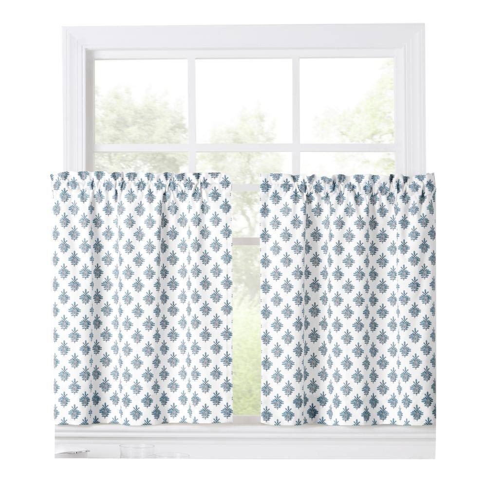 Front. Ellis Curtain - Ellis Curtain Manchester Window Treatment 1.5" Rod Pocket 100% Cotton Curtain Tiers 50" x 36" Blue - Blue.