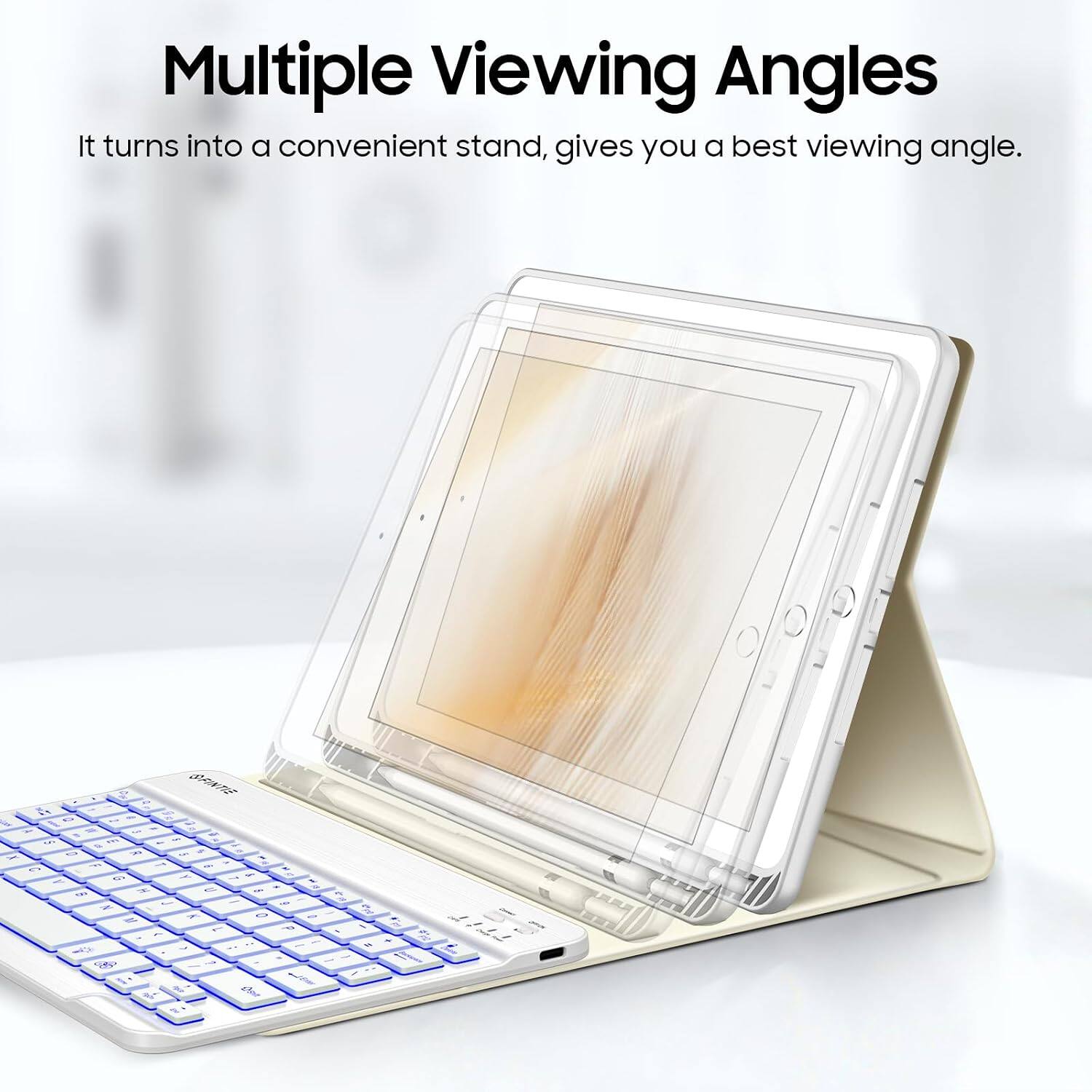 Multiple Viewing Angles  
It turns into a convenient stand, gives you a best viewing angle.