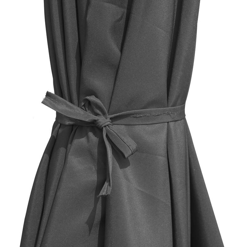 Alt View 2. LeisureMod - Sierra Outdoor Polyester Umbrella with Solar LED Lights and Push-Button Tilt - Gray.