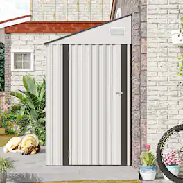 Anysun - 4x8ft Metal Storage Shed with Single Hinge Door & Ventilation, Heavy-Duty Outdoor Garden Tool Shed for Backyard - White