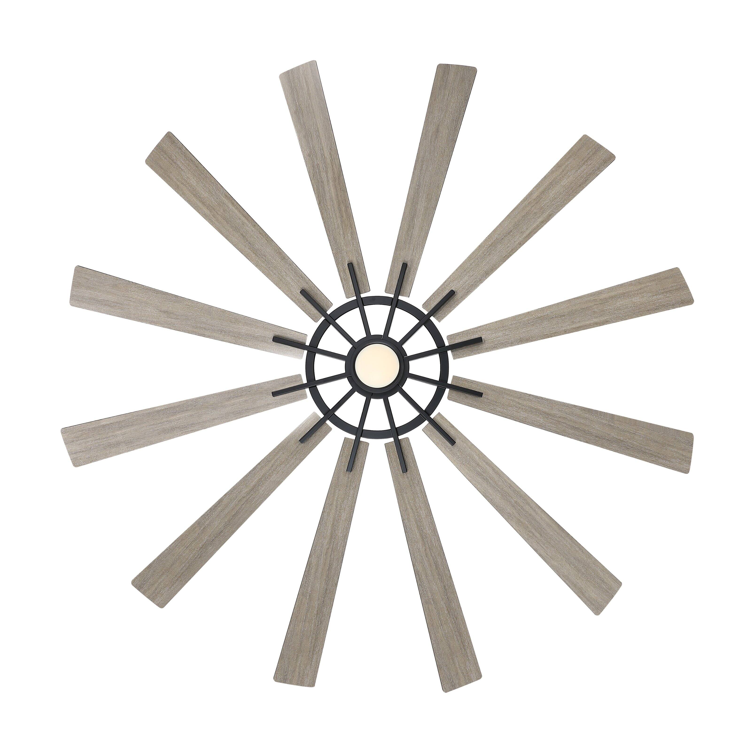 Alt View 10. Parrot Uncle - 72" Large Farmhouse 12-Blade Windmill Ceiling Fan with Dimmable LED Light and 6-Speed Remote - Black.