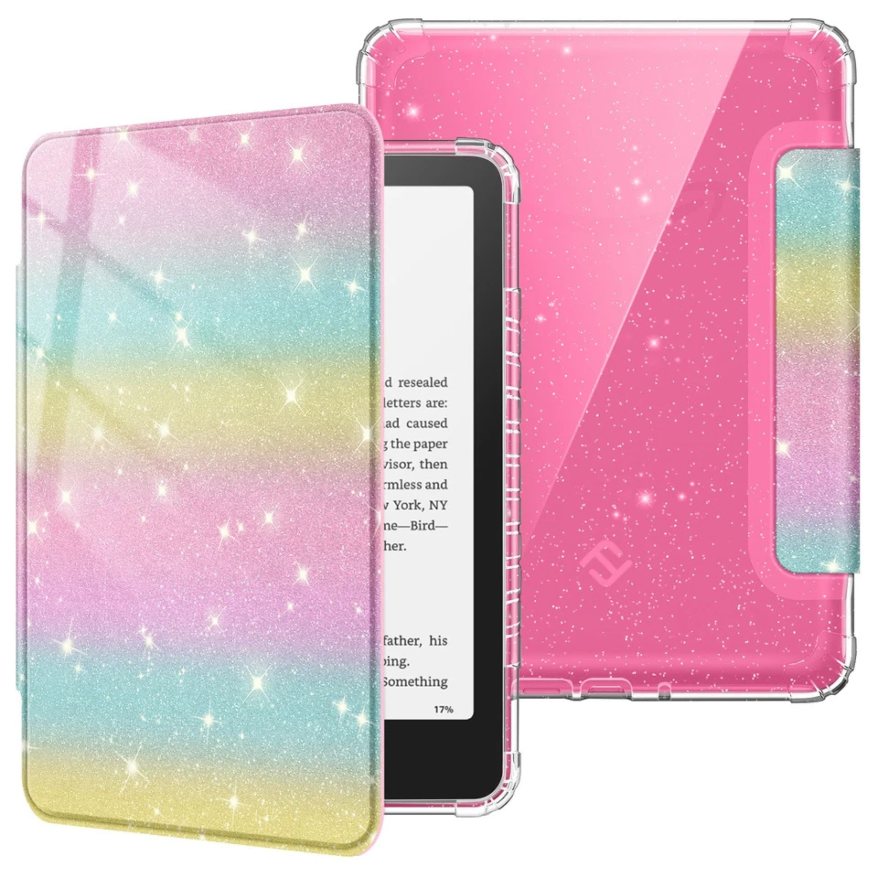 Kitcheniva - Soft Transparent Case For 7 Inch Kindle Paperwhite 12th 2024 Protective Shell Rainbow Ombre - Glitter Rainbow