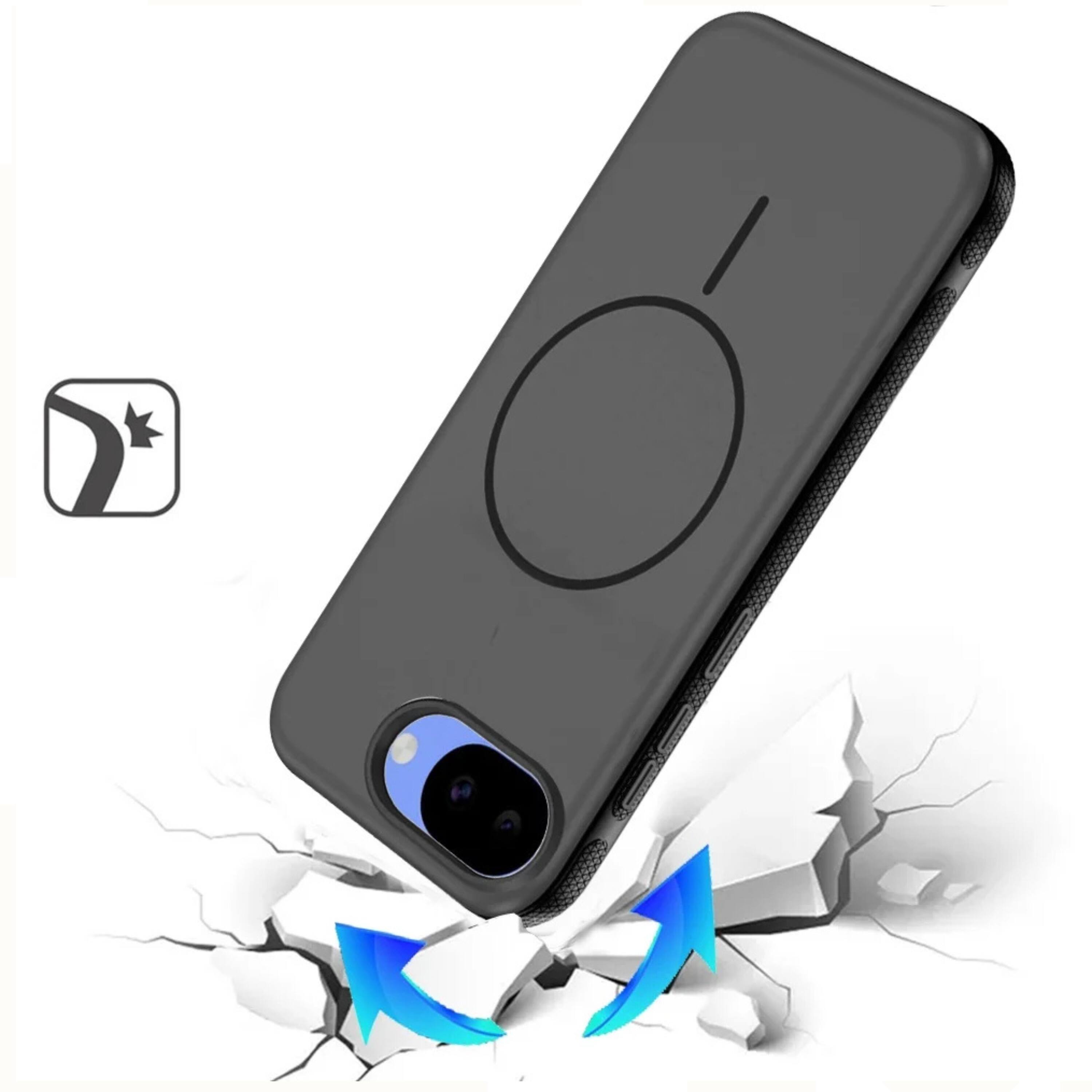 Left. Kitcheniva - Rugged Side Grip Magnetic Circle With Tempered Glass For Google Pixel 10a Case Black - Black.