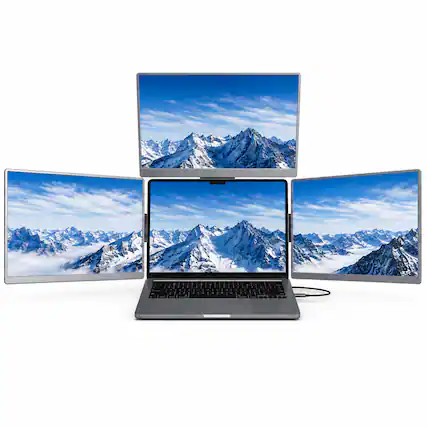 Front. INVZI - MagHub Quad 16″ Laptop Screen Extender – Portable Triple Monitor.