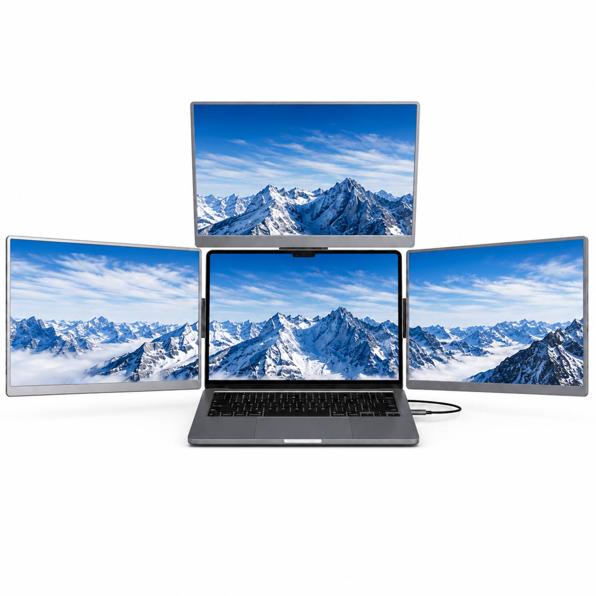 Front. INVZI - MagHub Quad 16″ Laptop Screen Extender – Portable Triple Monitor.