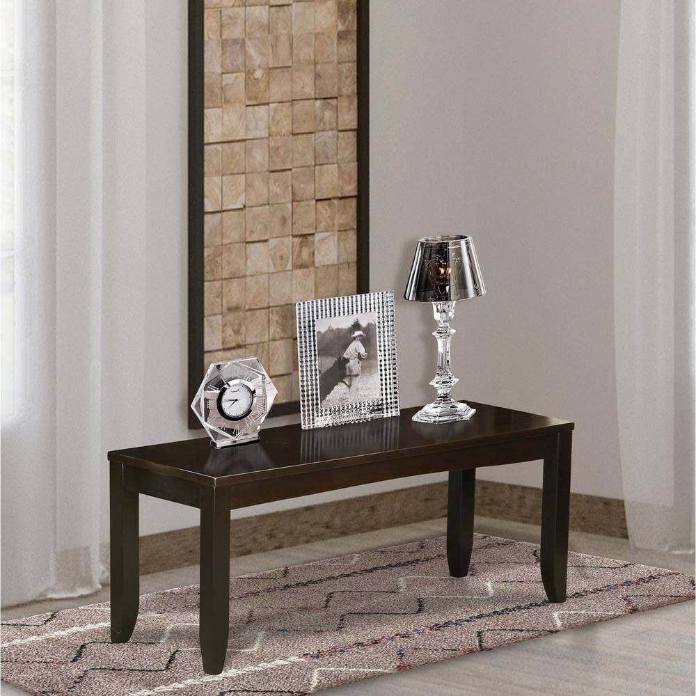 Left. East West Furniture - Lynfield Dining Bench with Wood Seat in Cappuccino Finish - Cappuccino.