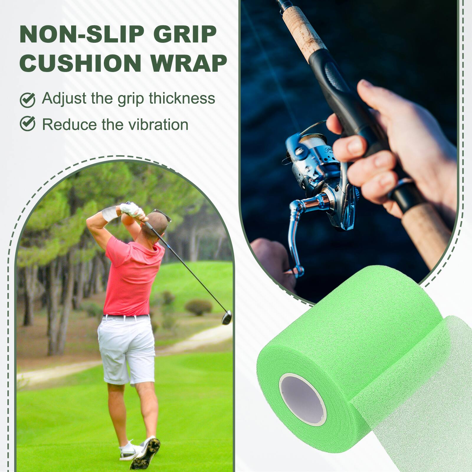 NON-SLIP GRIP CUSHION WRAP

- Adjust the grip thickness
- Reduce the vibration