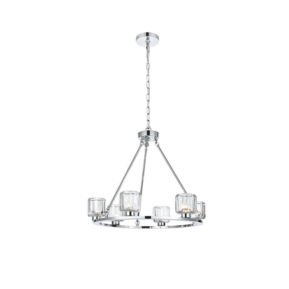 Back. Elegant Lighting - Cadence 26 Inch Chandelier In Chrome - Chrome And Clear.