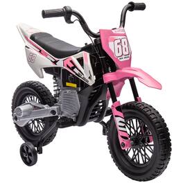 Qaba - Kids Dirt Bike with Twist Grip Throttle, 12V Electric Motorcycle, Electric Bike for Toddler with Training Wheels