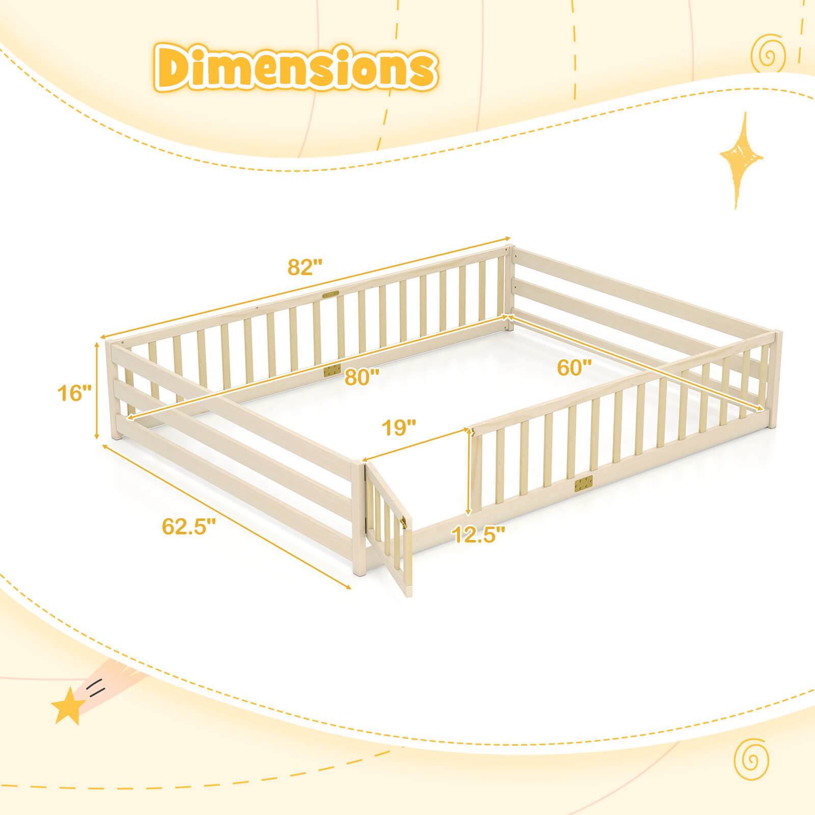 Dimensions:  
- Length: 82"  
- Width: 60"  
- Height: 16"  
- Inside Length: 80"  
- Inside Width: 62.5"  
- Step Height: 19"  
- Step Width: 12.5"