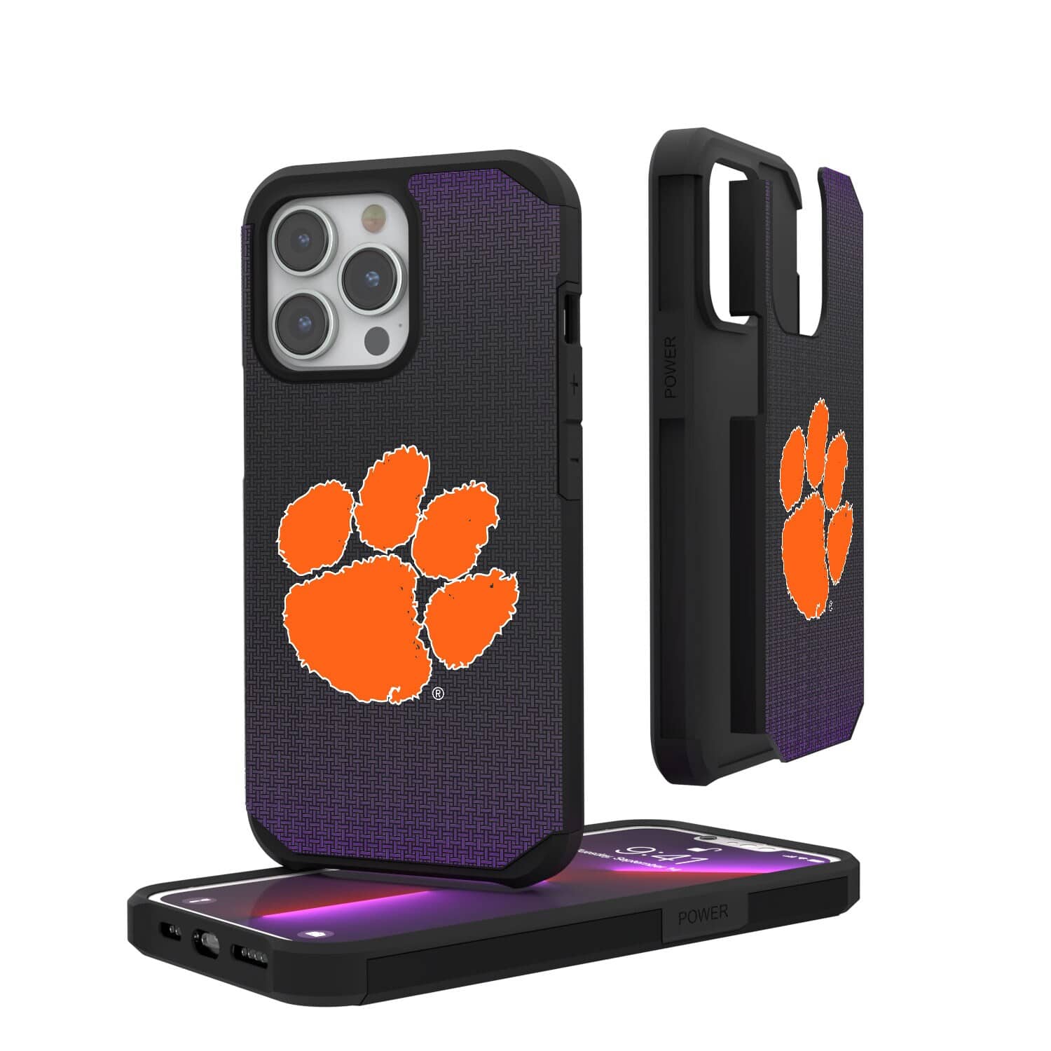 Keyscaper - NCAA - Clemson Tigers Linen Logo iPhone Rugged Case - 15 - Black price history on PriceWatchPro