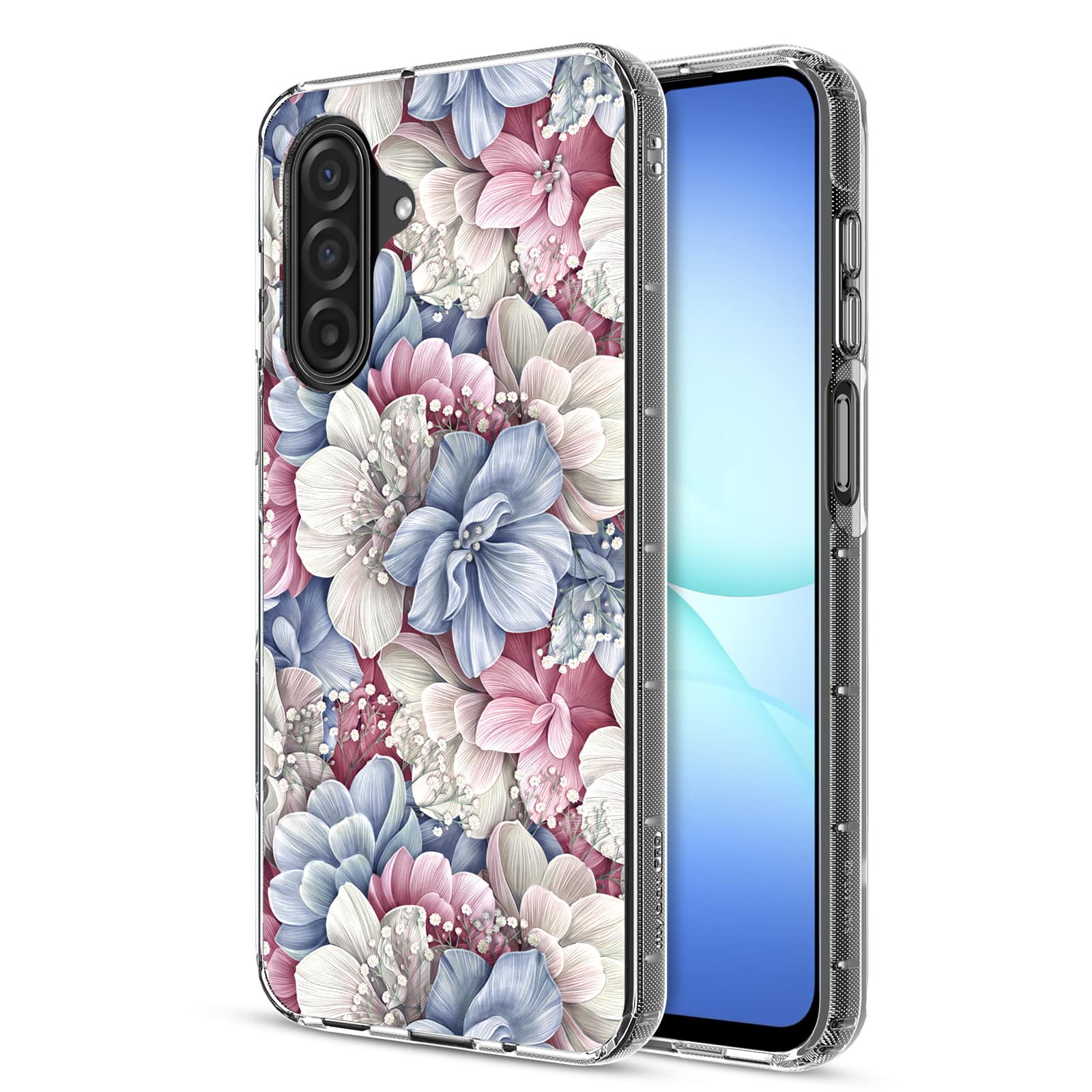 Mybat Pro - Mood Series Case (with Diamonds) for Samsung Galaxy A17 5G / Galaxy A16 5G - Floral Gems - Clear