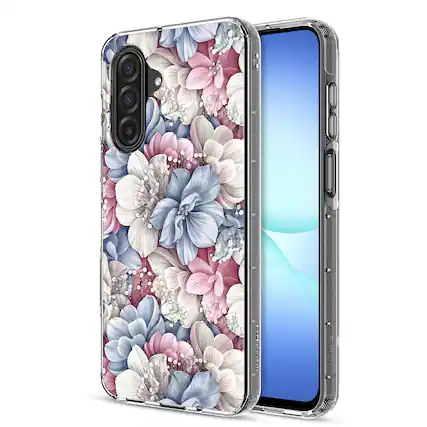 Front. Mybat Pro - MyBat Pro Mood Series Case (with Diamonds) for Samsung Galaxy A17 5G / Galaxy A16 5G - Floral Gems - Clear.