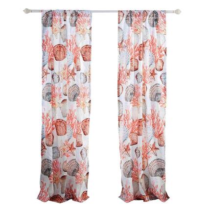 Front. Greenland Home Fashions - Greenland Home Fashions Beach Days Window Panel Pair - 42x84" Coral - Coral.