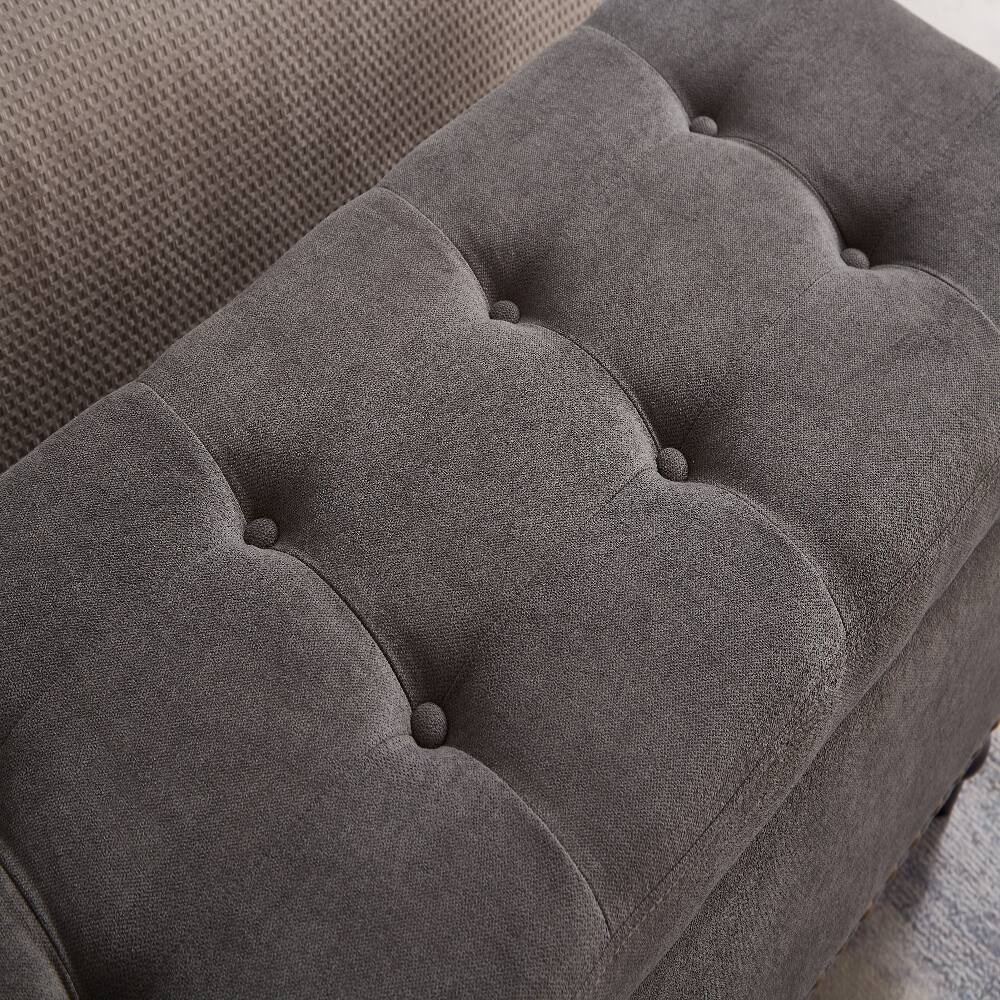 Alt View 2. Ropilly - Ropilly Grey Fabric Storage Bench Tufted End of Bed Ottoman with Wooden Legs Heavy Duty Shoe Bench for Bedroom Hallway - Grey.