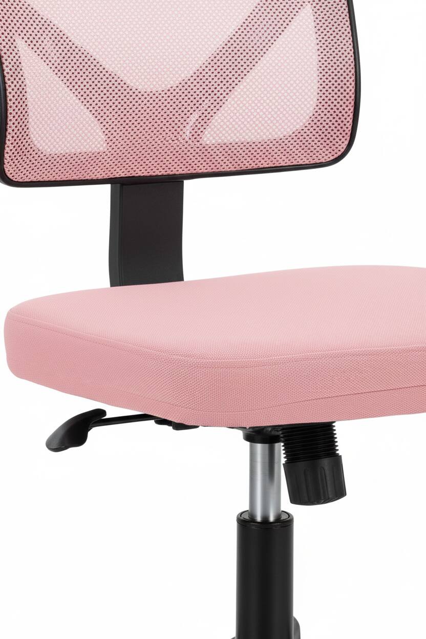 Left. AOITUN - Compact Orange Office Chair for Daily Work, Armless Ergonomic Design with Lumbar Support,Smooth Rolling for Small Spaces - Pink.