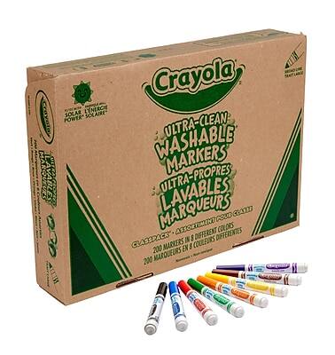 Crayola  
Ultra-Clean Washable Markers  
Ultra-Propres Lavables  
200 Markers in Different Colors  
200 Marqueurs en Couleurs Différentes  
Classpack in 8 Colors  
En 8 Couleurs