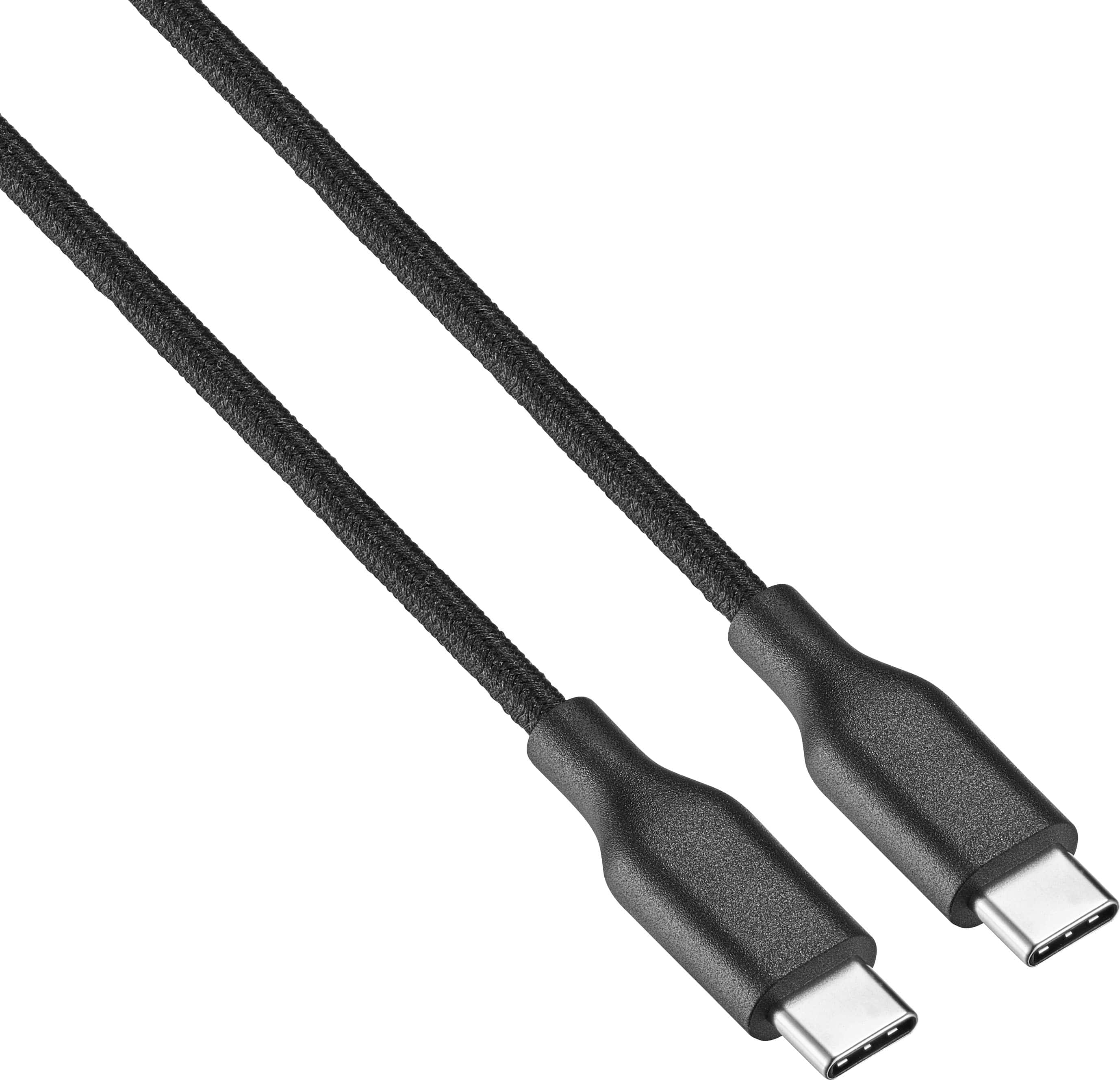 Angle. Best Buy essentials™ - 10' USB-C to USB-C Braided Charge-and-Sync Cable - Black.