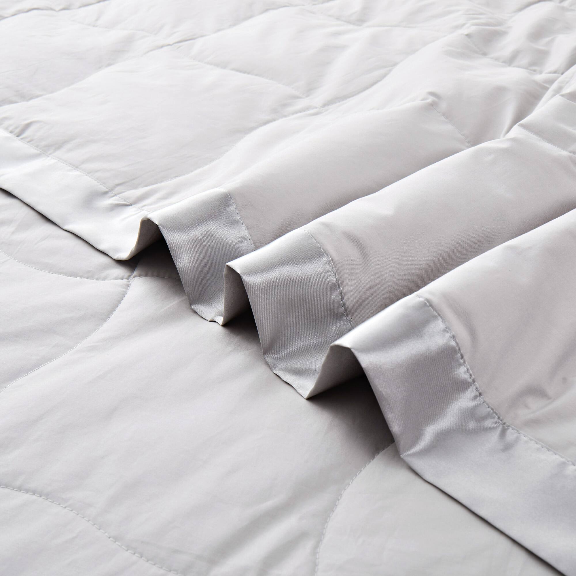 Back. Peace Nest - Peace Nest Ultra-Lightweight Down Blanket with Satin Trim, Gray, 90x108 inches - Gray.