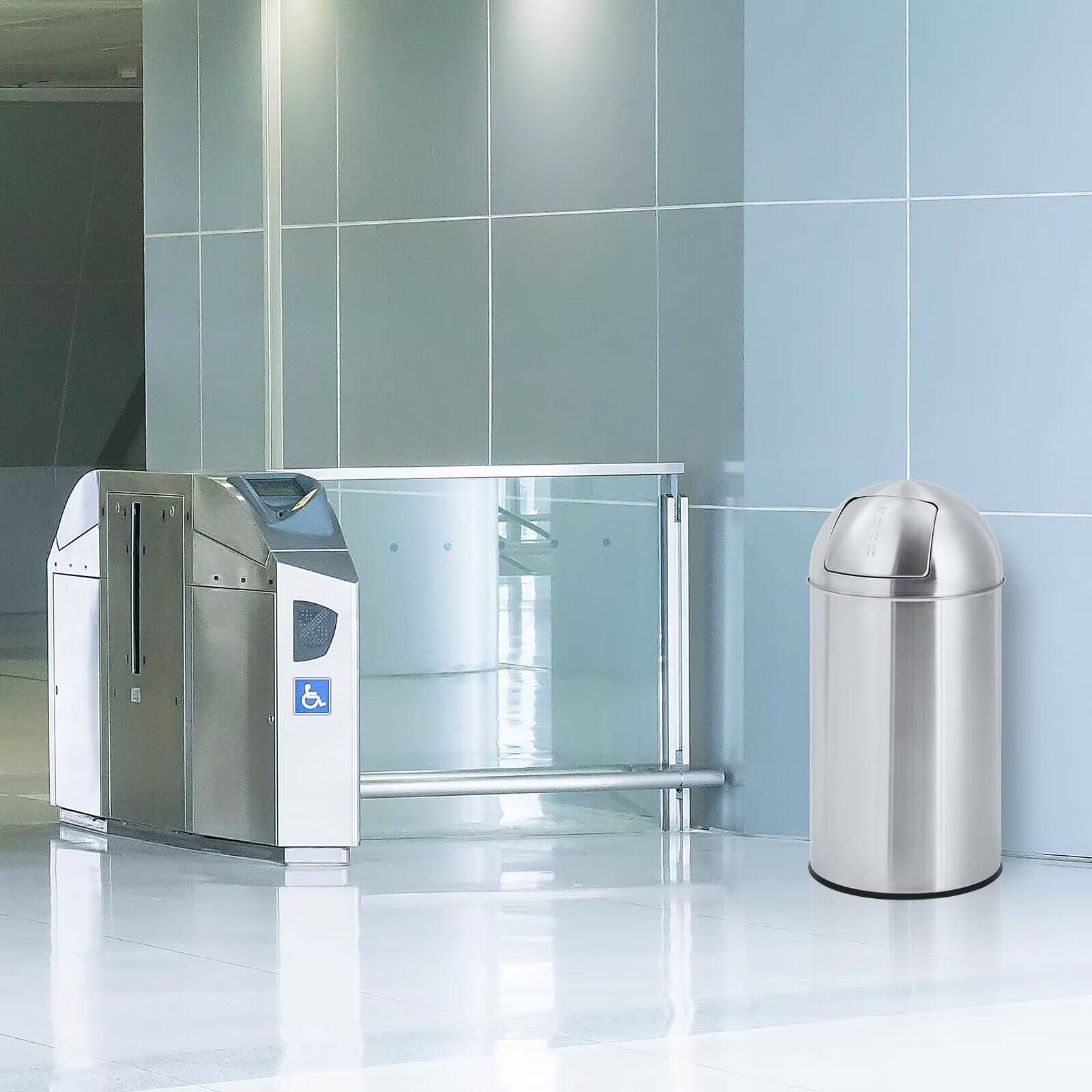 Alt View 5. Babevy - Stainless Steel Waste Bin 13 Gallon/50 Liter Trash Can Garbage Can for Bathroom Bedroom Kitchen.
