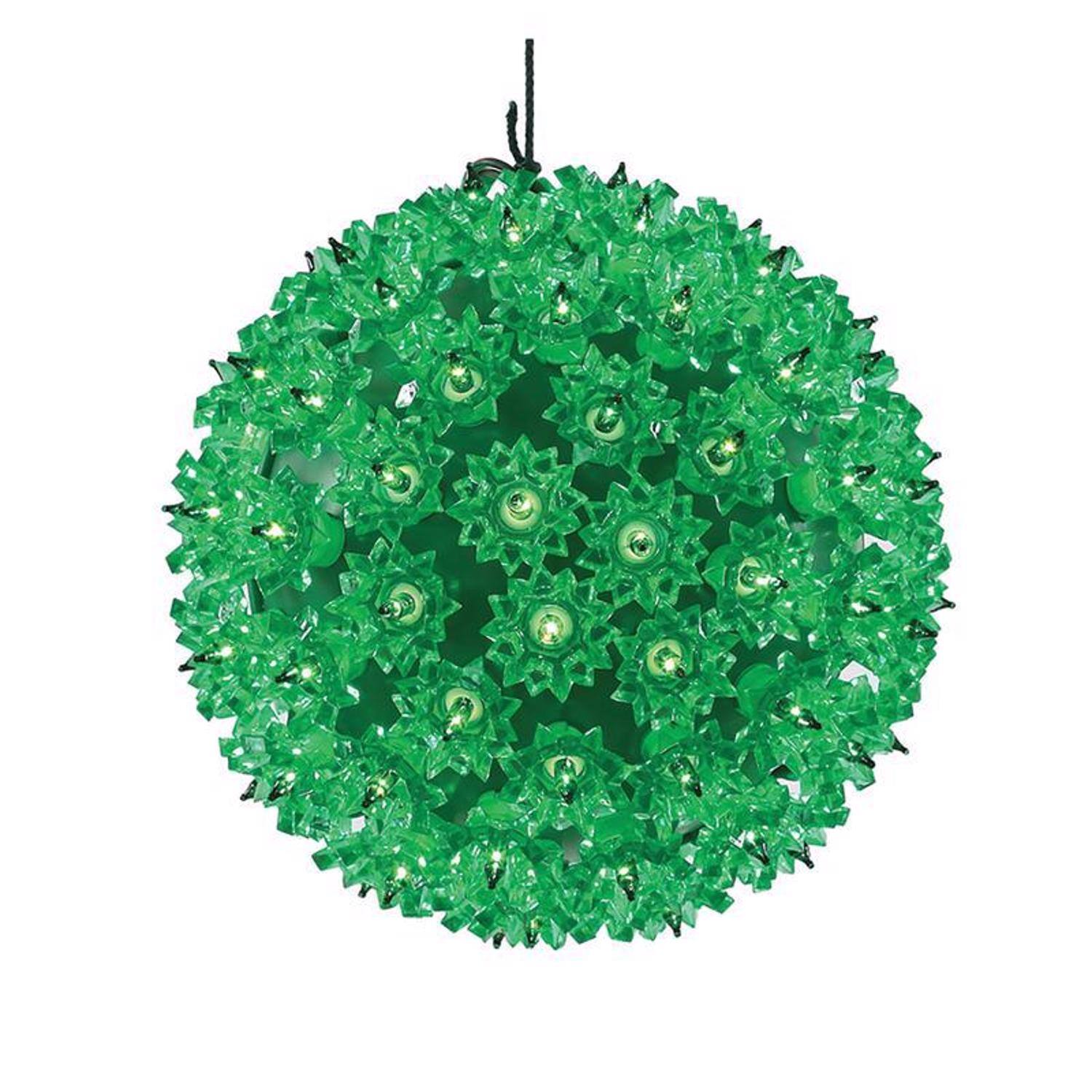 Front. Celebrations - Celebrations LED Green Starlight Sphere 7.5 in. Hanging Decor - Green.