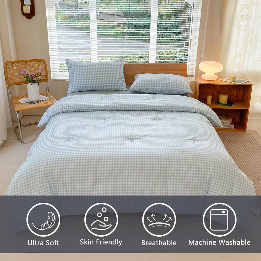 Paradigms Interiors Comforter Set Light Gingham Bedding Sets Grid Bed 2 ...