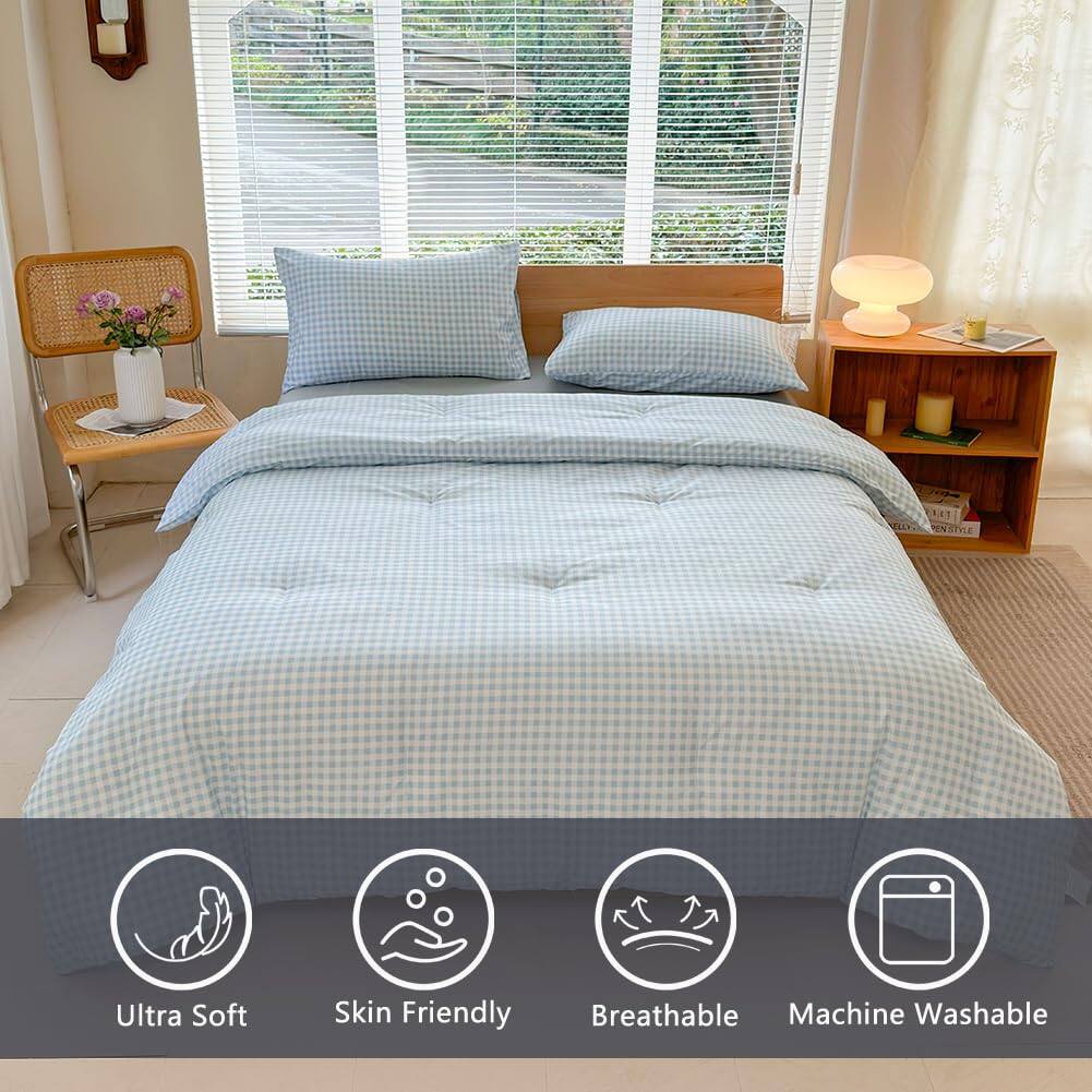 Paradigms Interiors Comforter Set Light Gingham Bedding Sets Grid Bed 2 ...