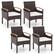 Front. Costway - Patio Dining Chairs Set of 4 with Acacia Wood Armrest Heavy Duty Metal Frame - Mix Brown + Off White.