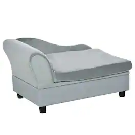 Pawhut - Fancy Dog Couch with Hidden Storage, Small Dog Sofa Bed with 2" Soft Foam - Light Gray