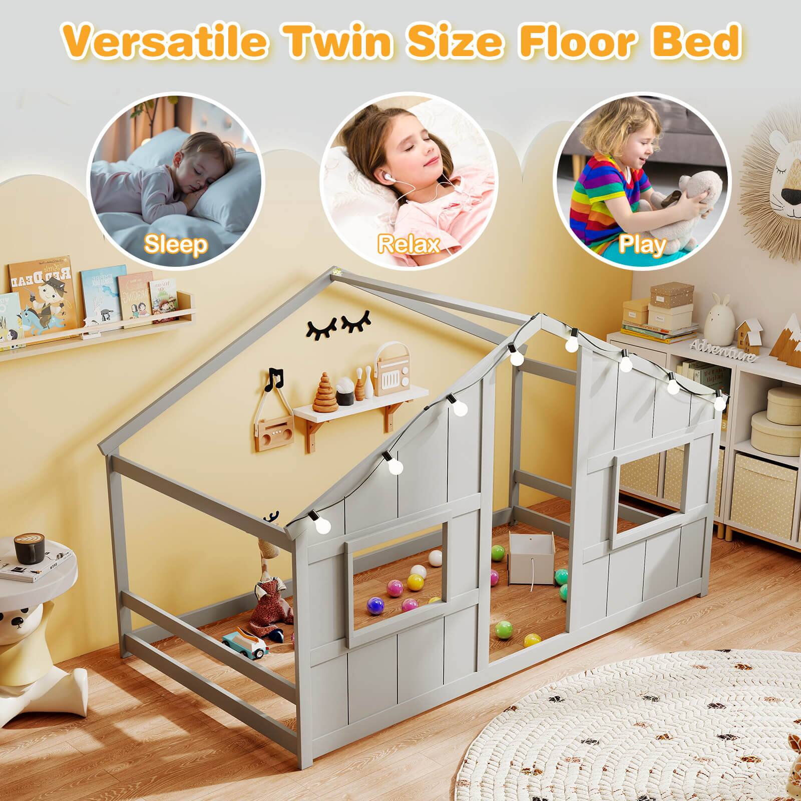 Versatile Twin Size Floor Bed

Sleep  
Relax  
Play