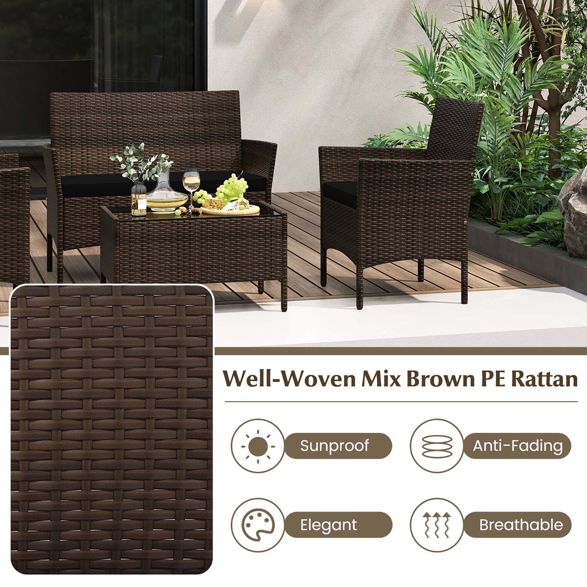 Well-Woven Mix Brown PE Rattan, Sunproof, Anti-Fading, Elegant, Breathable