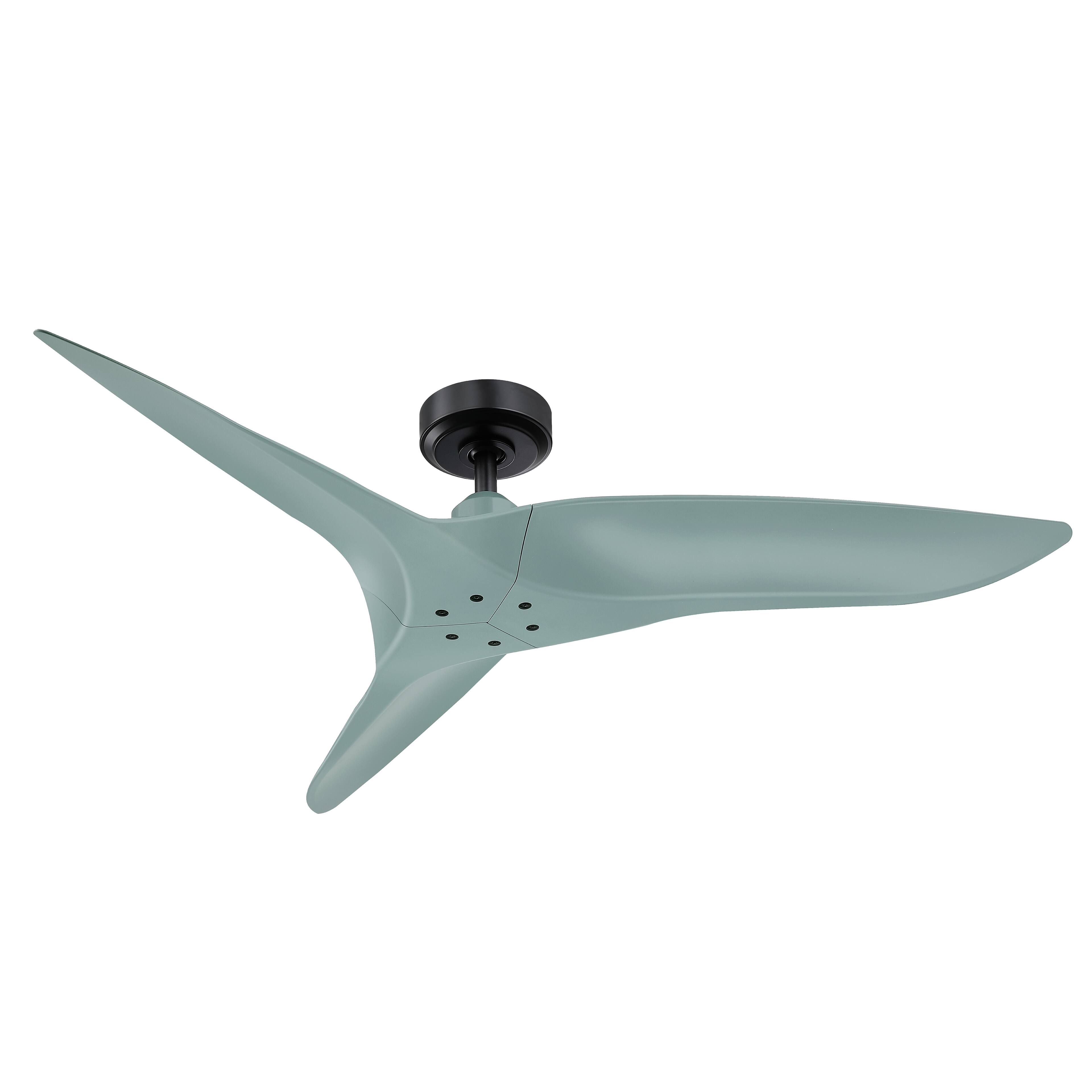 Alt View 2. Parrot Uncle - 52" Modern Sage Green DC Motor No Light Ceiling Fan with Remote - Sage Green.
