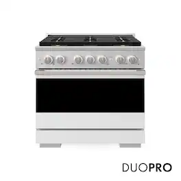 ZLINE - 36 in. 5.2 cu. ft. Marino Freestanding Dual Fuel Range with 6 DuoPro Burners and Convection Oven with White Door - White Matte