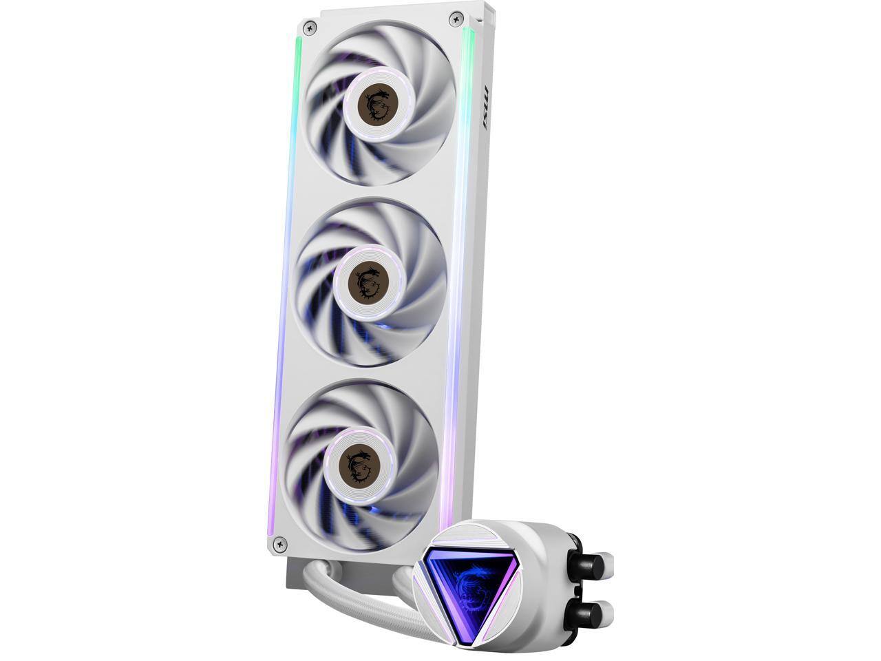 Alt View 4. MSI - MAG CORELIQUID C360 V2 WHITE,USA,CA, 3x R series ARGB Fan (All-in-one), ARGB Block, Color Box, Pallet packing - White.