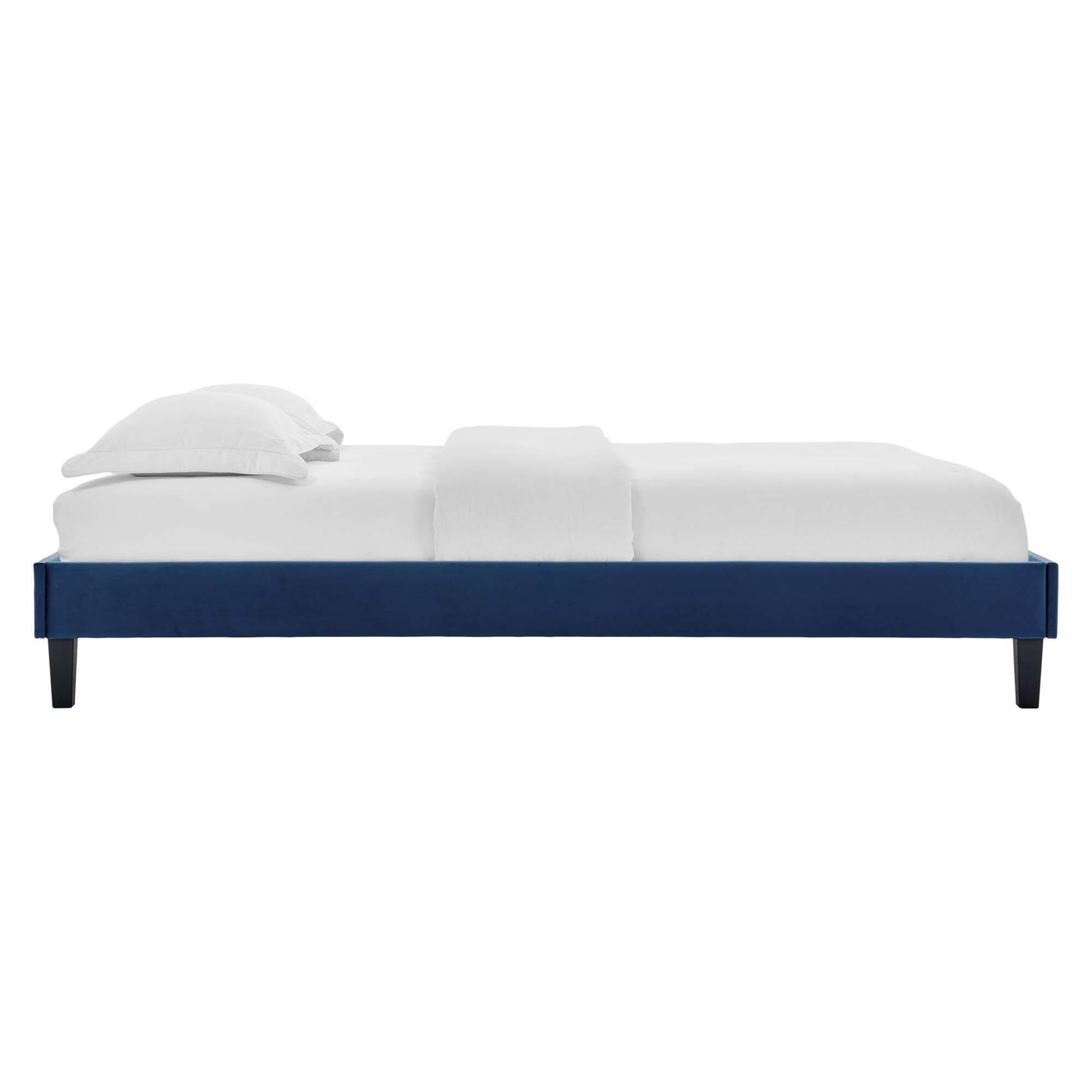 Left. Modway - Yasmine Channel Tufted Performance Velvet Twin Platform Bed - Blue.