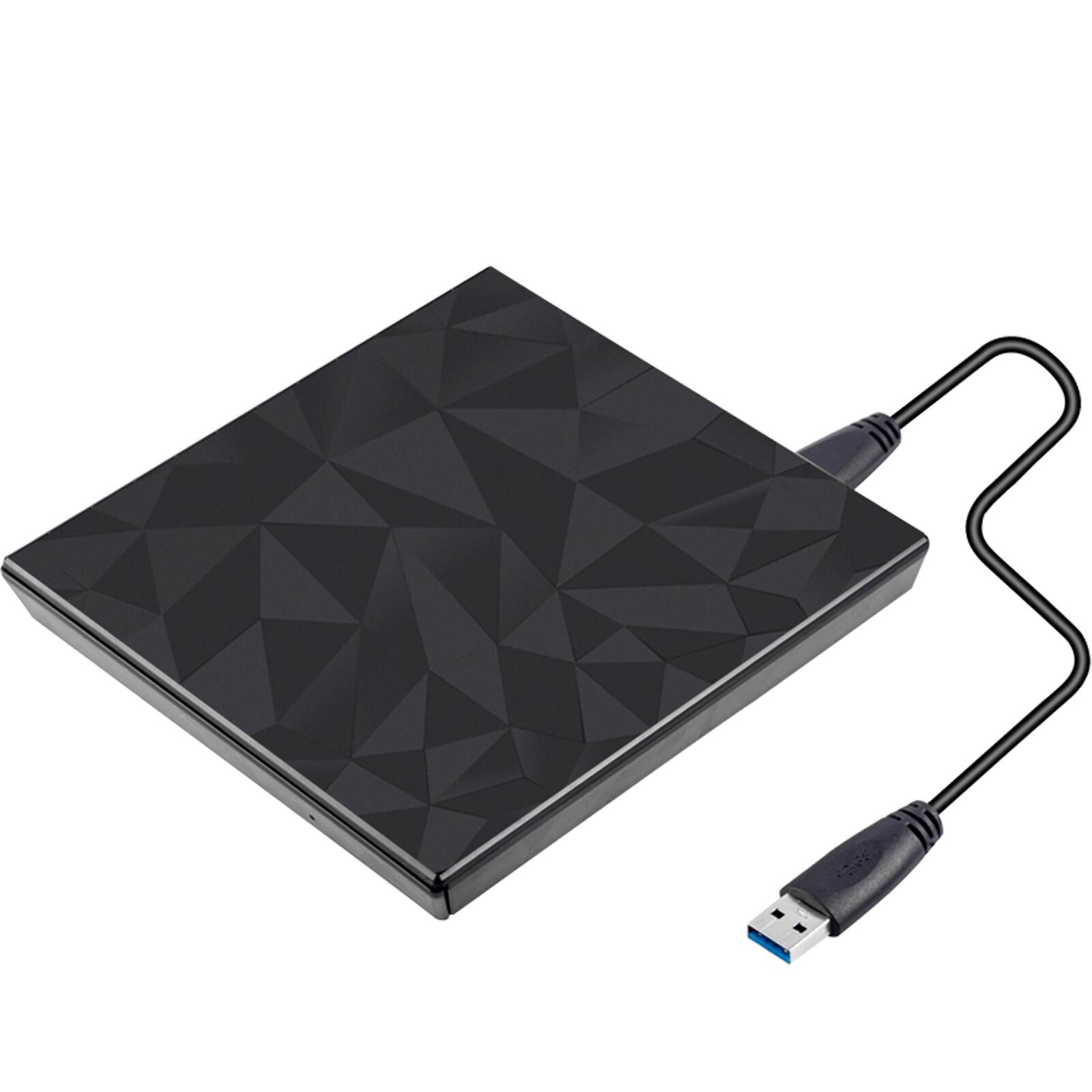 Left. Topteng - Slim Portable External DVD Drive USB 3.0 - CD/DVD Burner Writer with Unique Design for Mac, Laptop, PC - Black.
