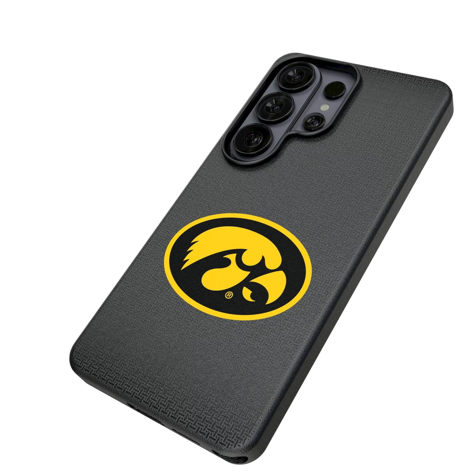 Alt View 1. Keyscaper - Iowa Hawkeyes Linen Galaxy Magnetic Bump Case - S24 - Black.