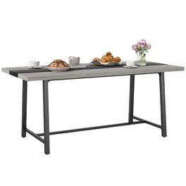 Homcom - Industrial Dining Table for 8 People, 70.9" Long Rectangular Kitchen Table with Large Tabletop and Steel Legs - Distressed Gray