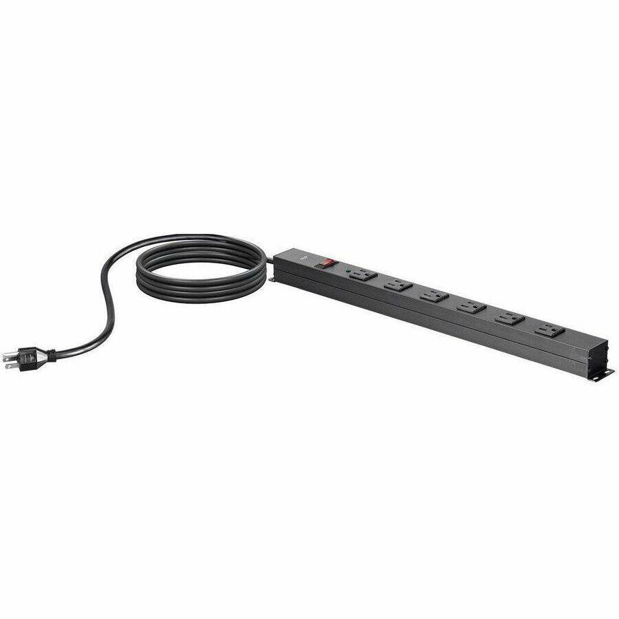 Alt View 2. Monoprice - Monoprice 35097 6-Outlets Surge Suppressor/Protector - Household Electronic - Black - 6 x NEMA 5-15R - 1800 VA - 540 J - Black Powder Coat.