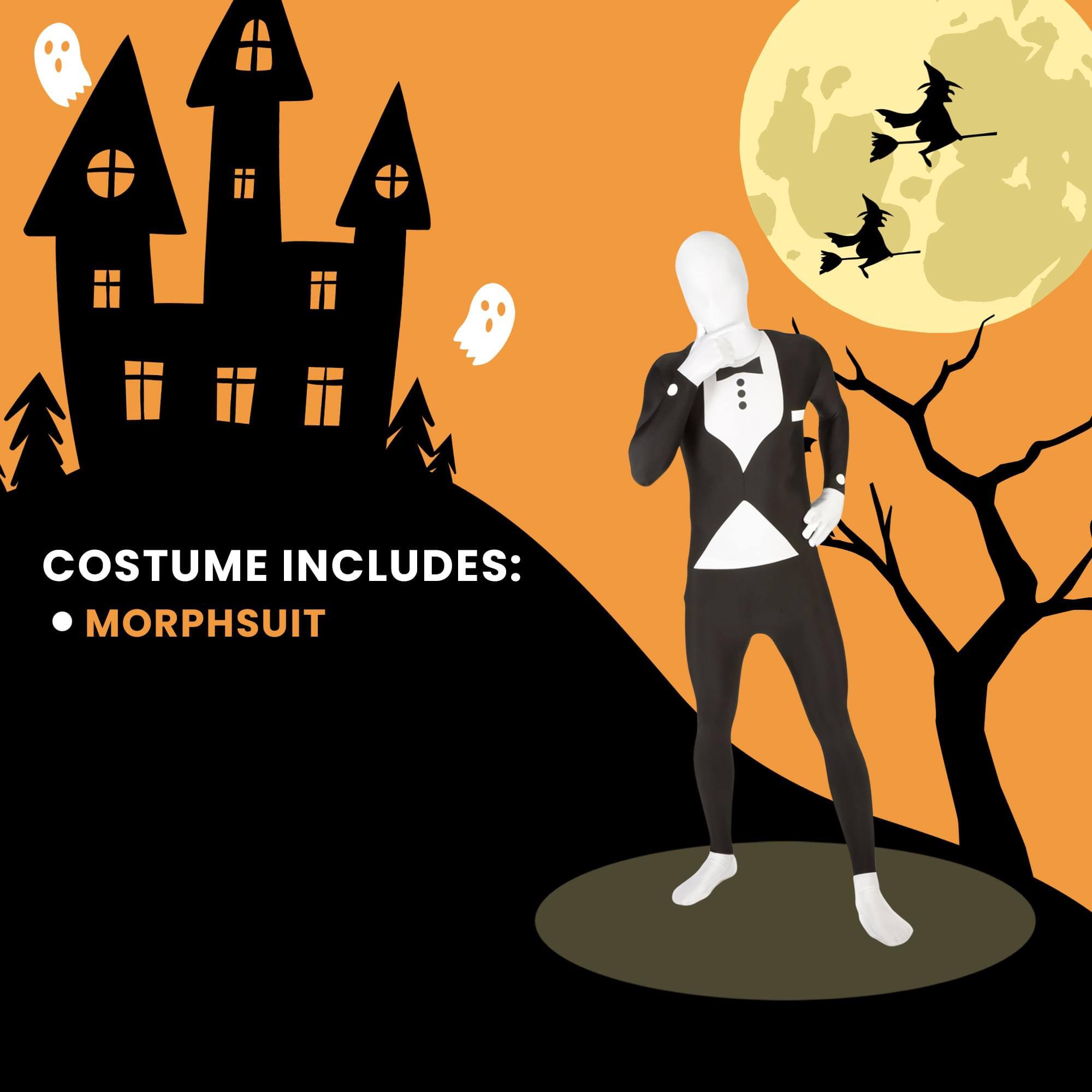 COSTUME INCLUDES:
• MORPHSUIT