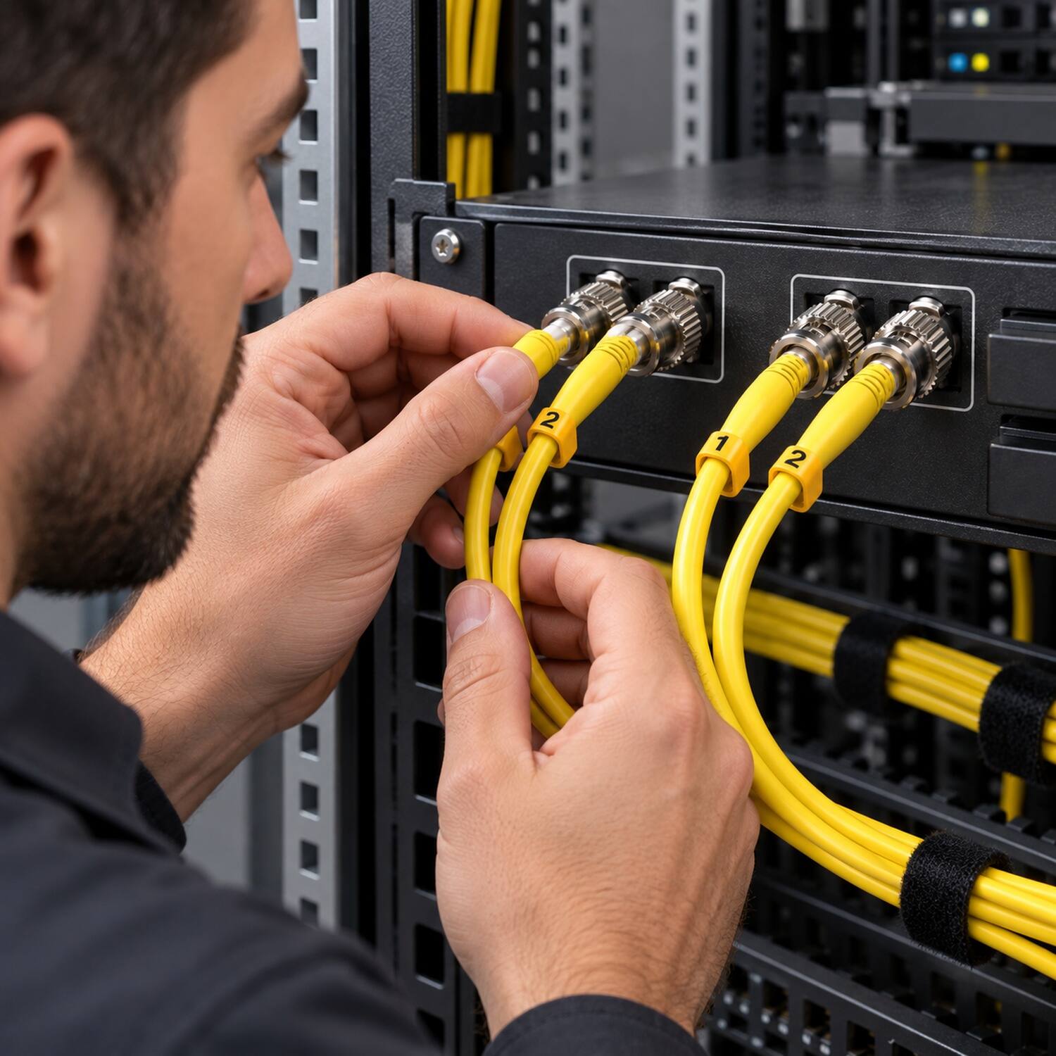 Back. Sanoxy - 10m ST/ST Duplex 9/125 Single Mode Fiber Optic Cable - Yellow.