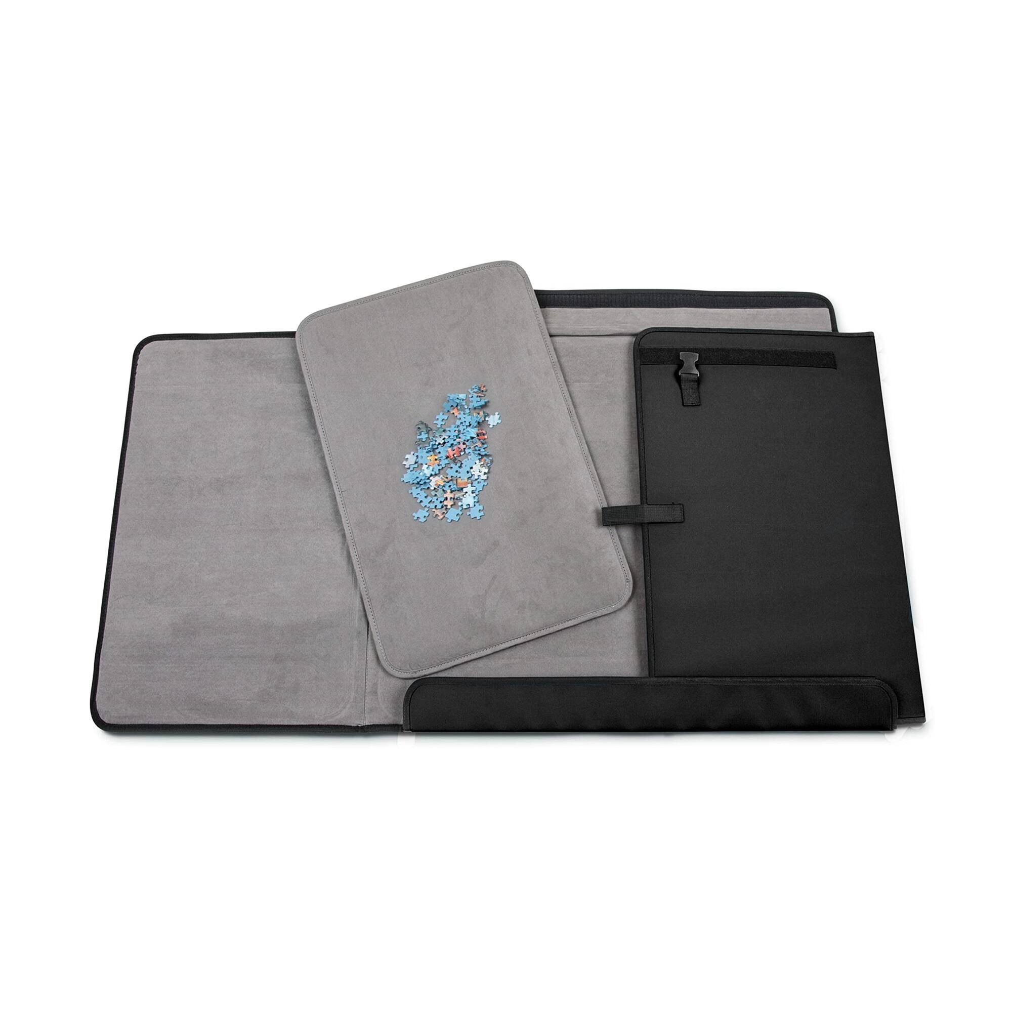 Jumbl - 1500-Piece Puzzle Caddy, Portable Puzzle Board & Travel Case with 2 Trays & Handle - Black