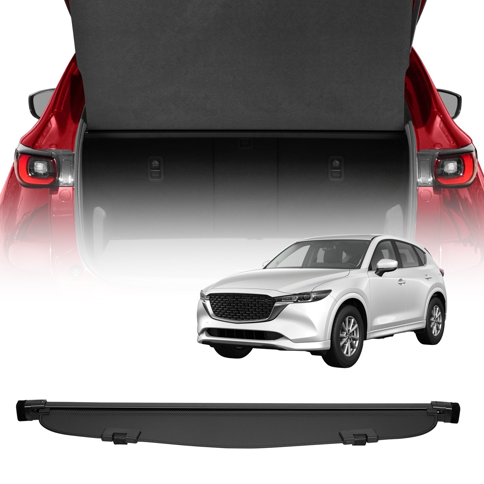 VEVOR - Retractable Cargo Cover, Upgraded Carbon Fiber Texture Trunk Cover, Anti-Peeping Luggage Privacy Shield - Black