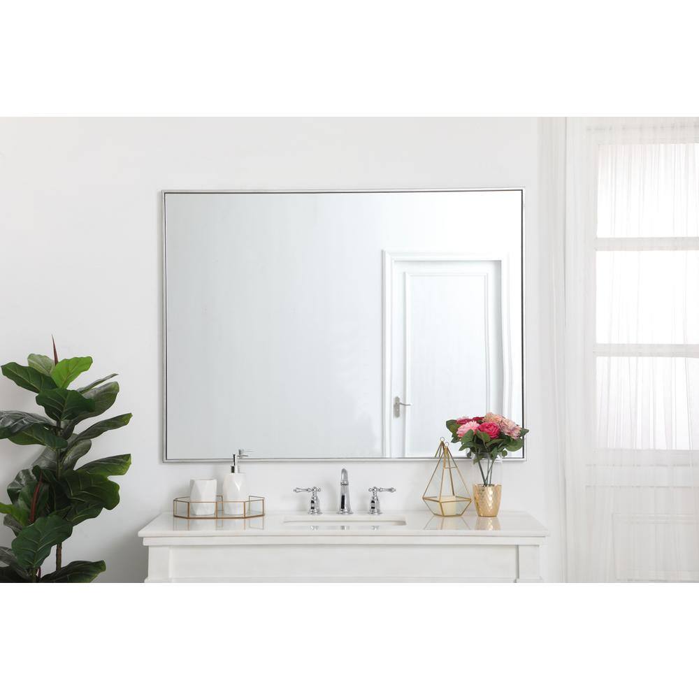 Alt View 4. Elegant Decor - Metal frame rectangle mirror 36 inch in silver - Silver.